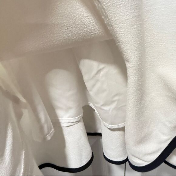 NANETTE LEPORE White BELLA DONNA Dress 4 Bell Sleeves Flounce Contrast Edge NWT - Picture 8 of 14